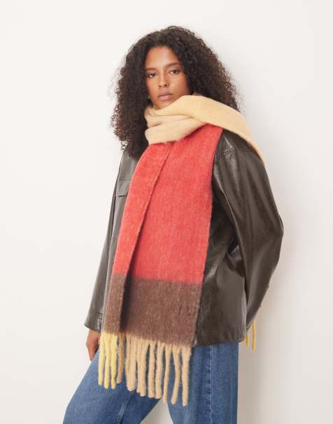 Calvin Klein brushed plaid scarf in flame red - view 1