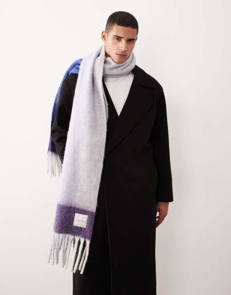 Calvin Klein brushed stripe scarf in blue - view 1