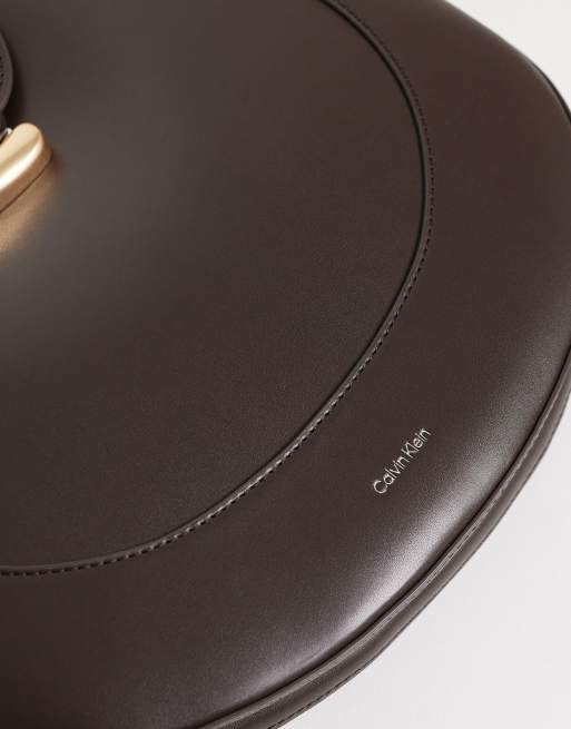 Calvin Klein bucket bag with two tone hardware in chocolate brown, 3 of 4