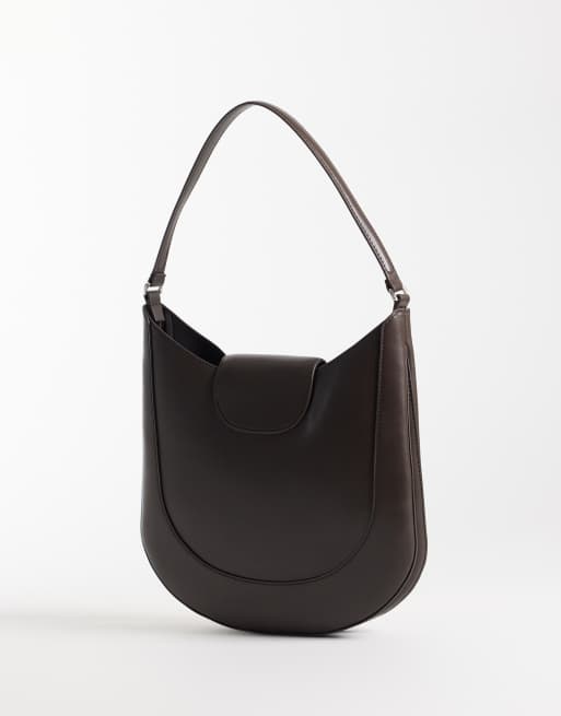 Calvin Klein bucket bag with two tone hardware in chocolate brown, 4 of 4