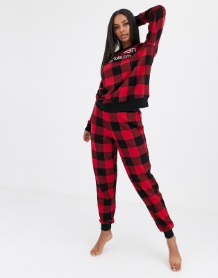 Calvin Klein Buffalo check jogger in red-Multi