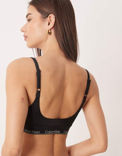 Calvin Klein – Bustier-Bikinioberteil in Schwarz mit Logoband und eckigem Ausschnitt, 3 von 4