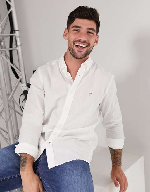 Calvin klein white button down sale