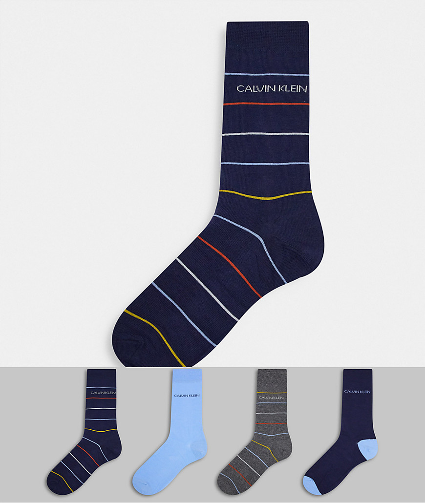 Calvin Klein - Cadeauset van 4 paar gestreepte sokken-Blauw