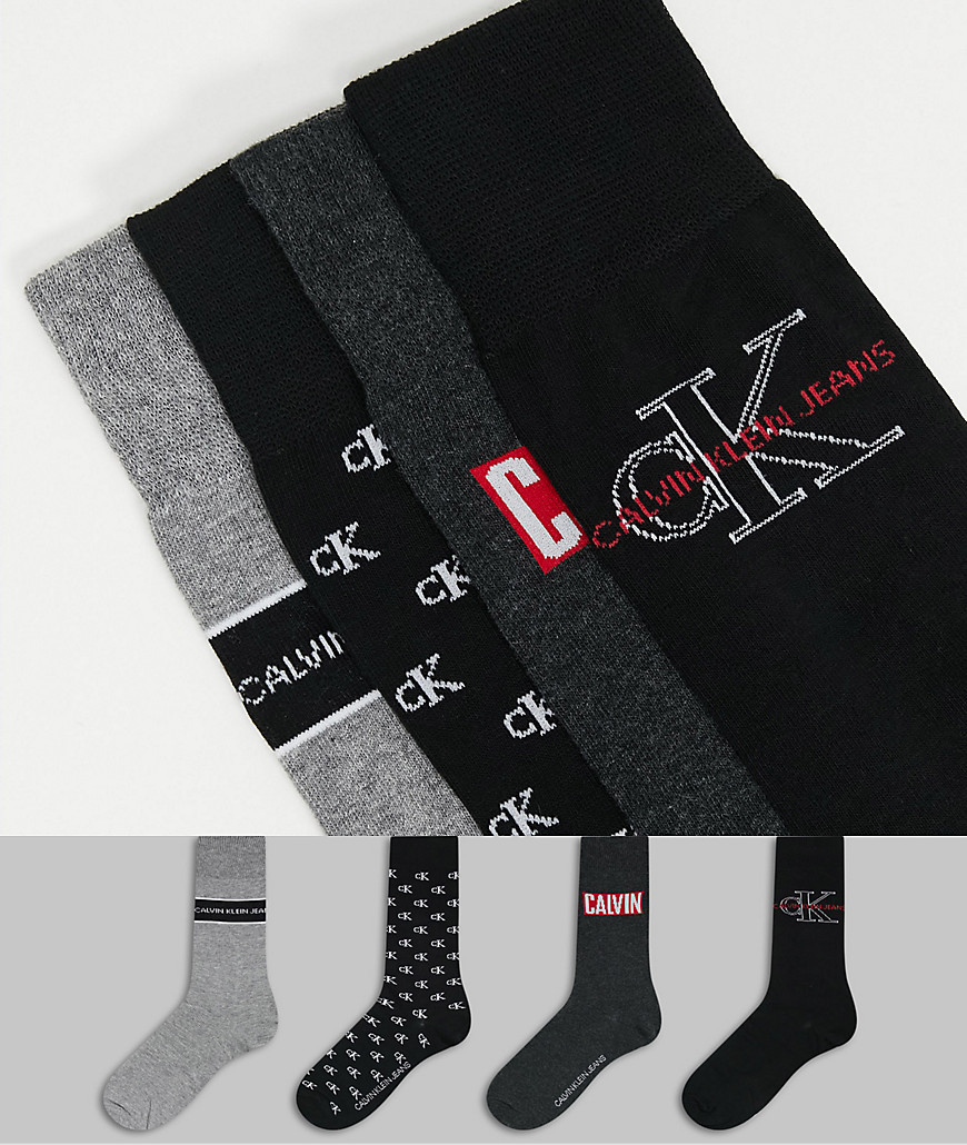 Calvin Klein - Cadeauset van 4 paar sokken met logo-Zwart