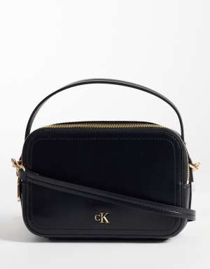 Calvin Klein camera bag with cross-body strap and gold details in black