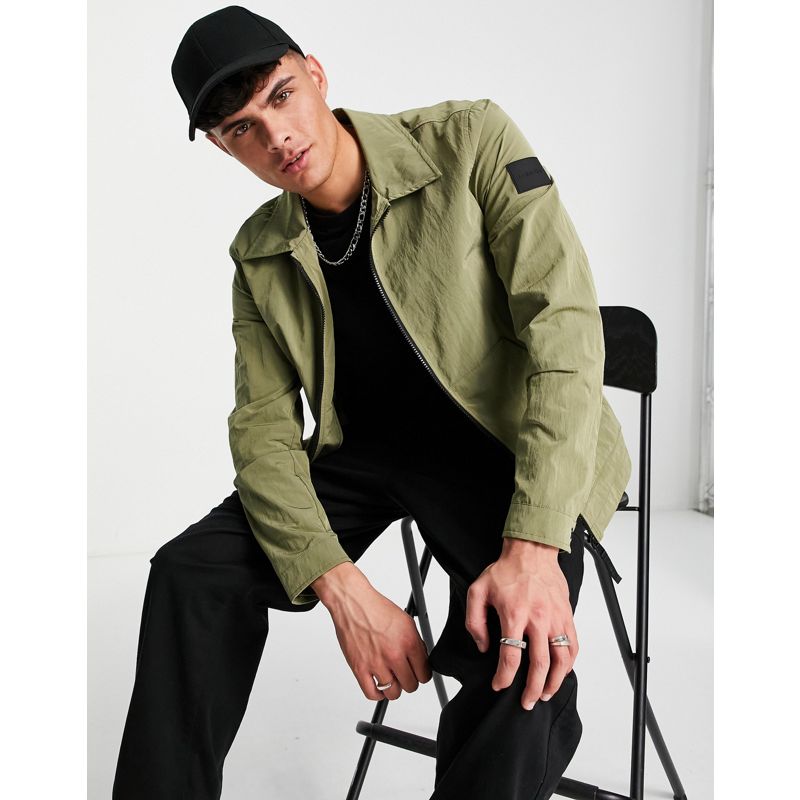 Uomo yIA8P Calvin Klein - Camicia giacca kaki con tasca
