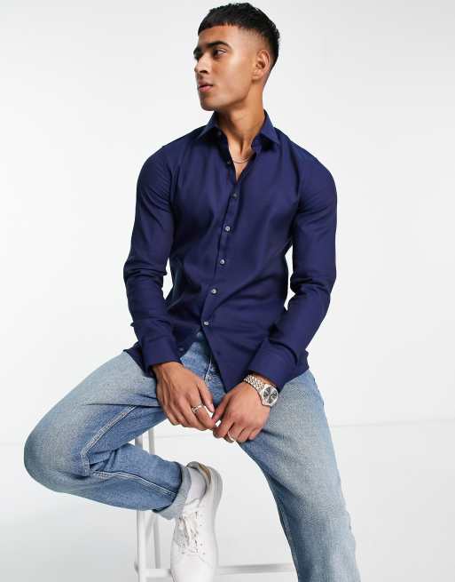 Calvin Klein Camicia slim blu navy