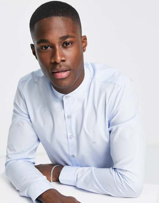 Calvin Klein - Camicia slim in popeline azzurro