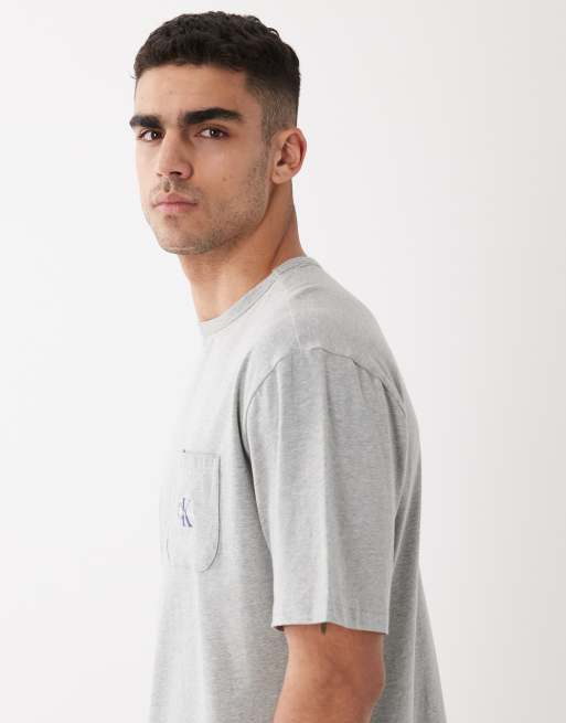 Calvin Klein - Camiseta de estar por casa gris elástica de algodón Icon Cotton Stretch, 4 de 5