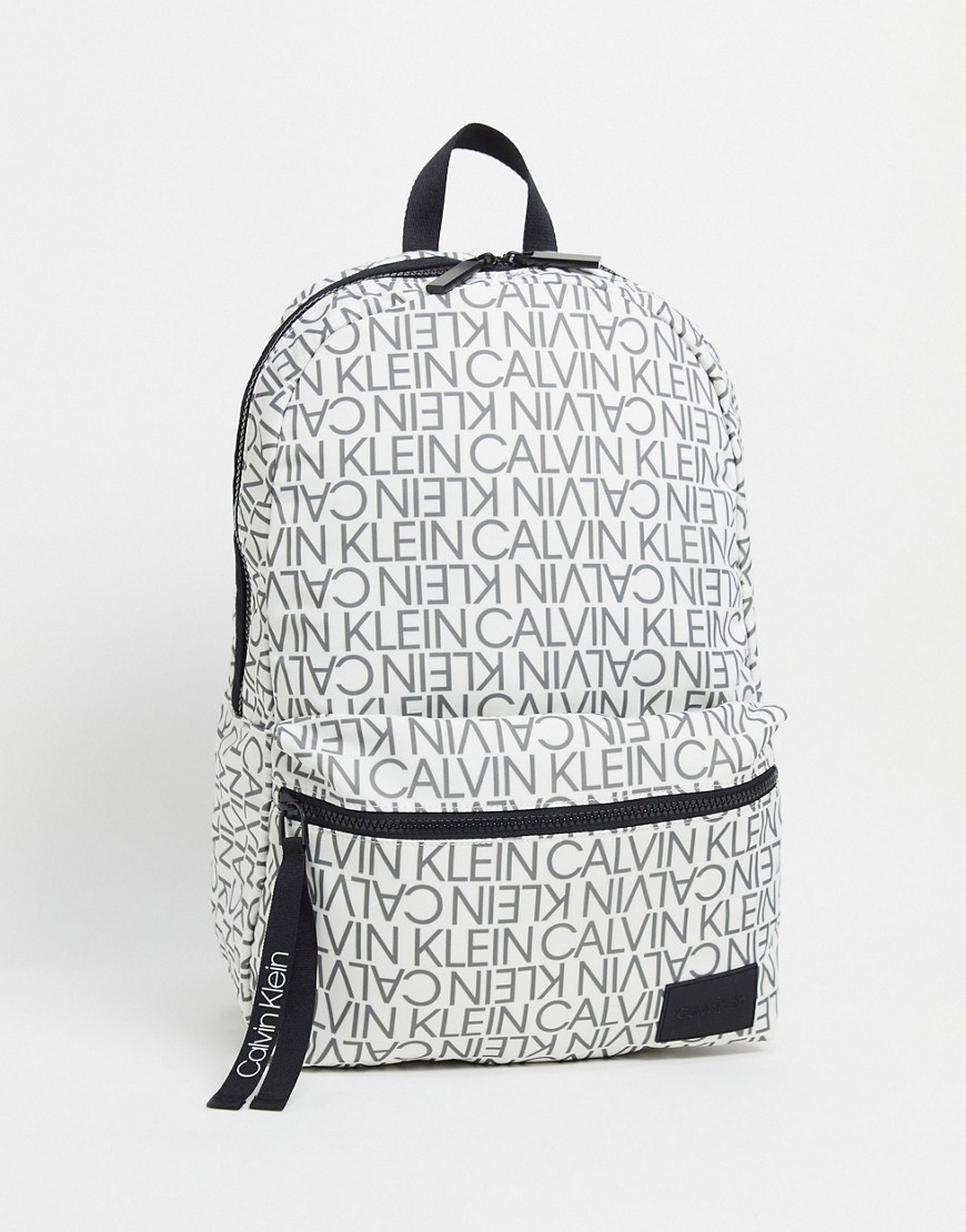 Calvin Klein Campus monogram backpack in white