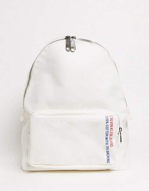 Calvin Klein canvas utility backpack in white