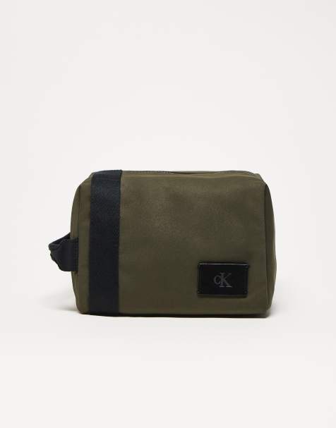 Calvin Klein canvas wash bag in khaki - view 1