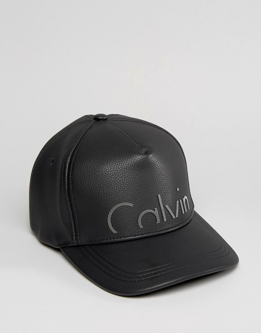 Calvin Klein Cap in Faux Leather Exclusive to ASOS