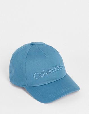 Calvin Klein cotton large logo cap in blue - LBLUE - ASOS Price Checker