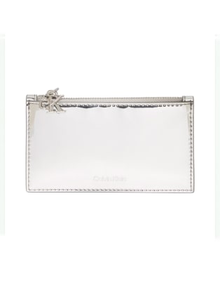 Calvin Klein Cardcase Zip Wallet In Silver