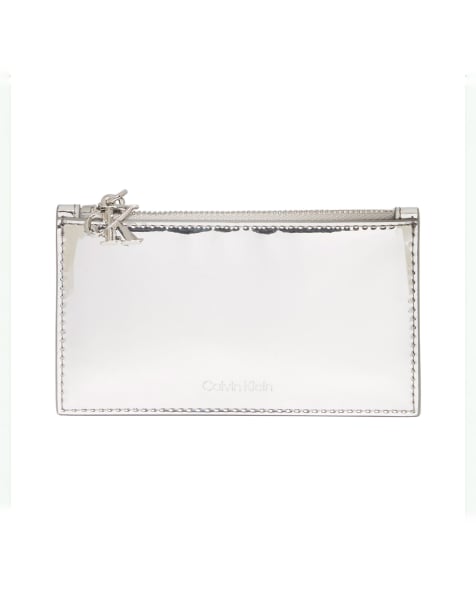 Calvin Klein cardcase zip wallet in silver - view 1
