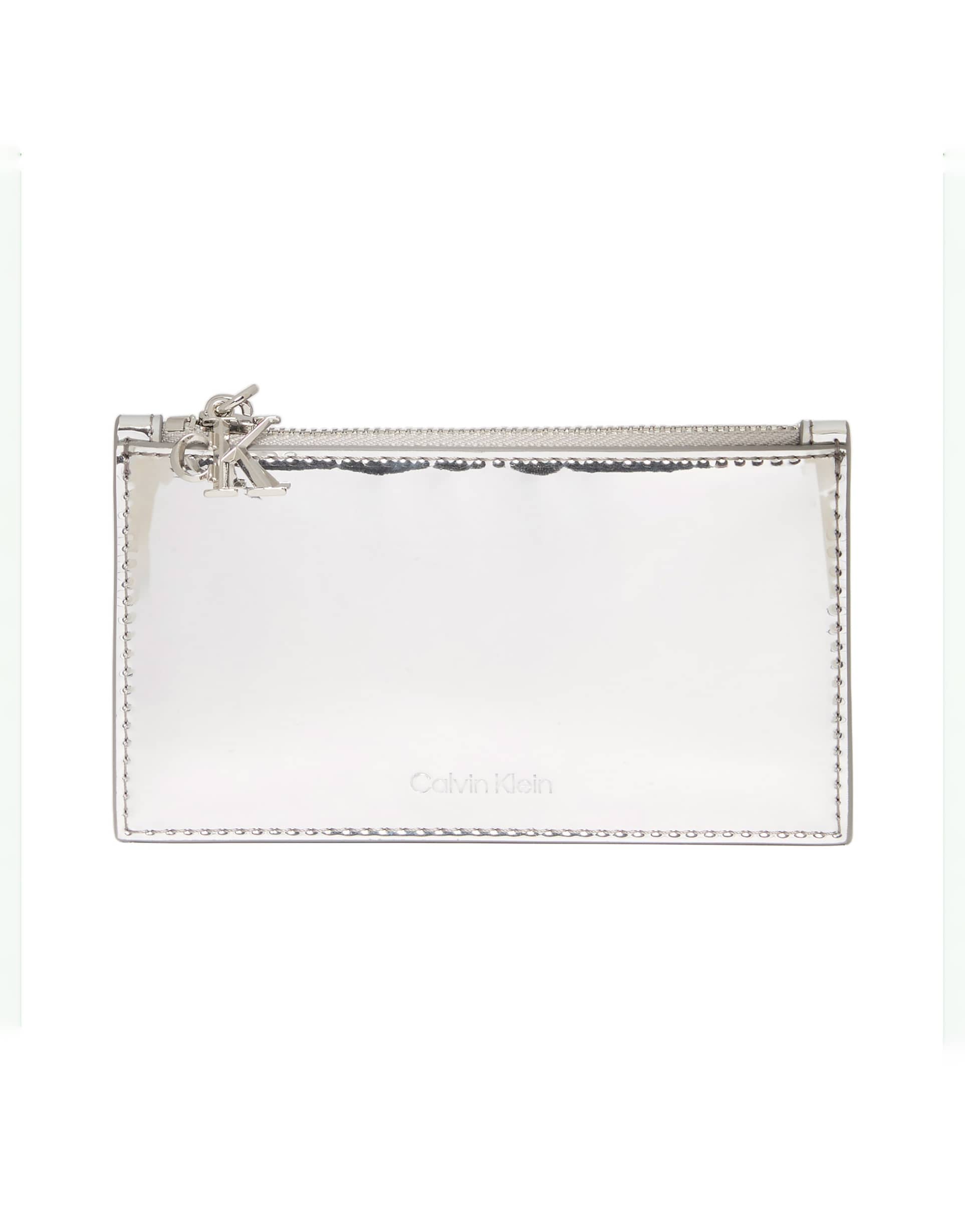 calvin klein cardcase zip wallet in silver