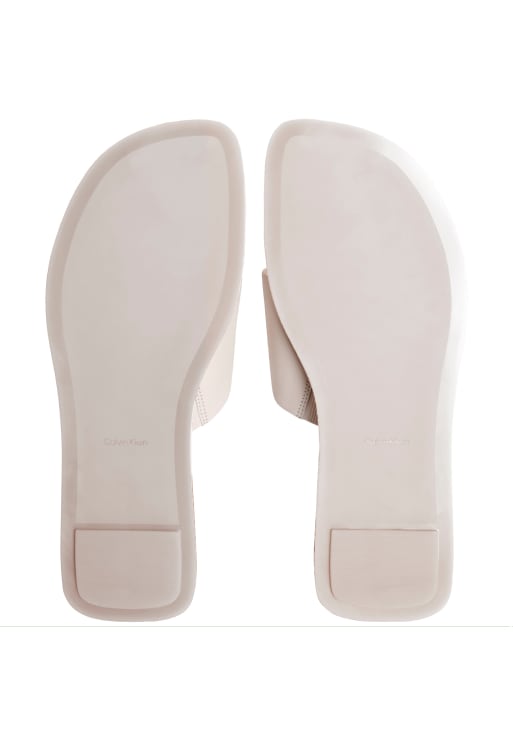 Calvin Klein Carla - leather square toe thong sandals in white sand, 4 of 5