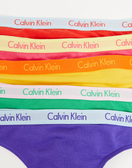 Calvin Klein carousel pack thong in red/pink/yellow/green/blue