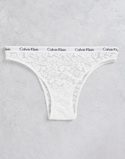 Calvin Klein Carousel lace brazilian brief 3 pack in pink, white and black