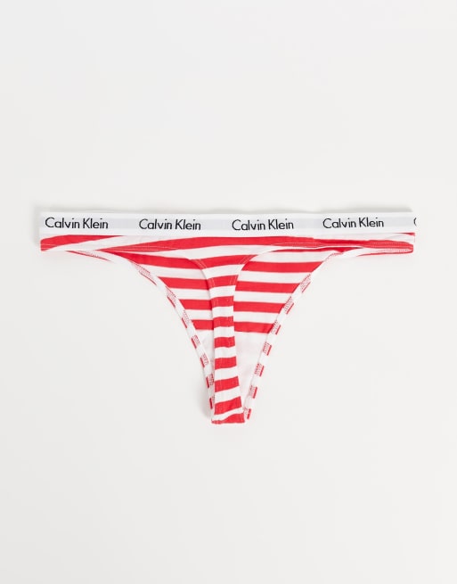 Calvin Klein Carousel thong 3 pack in pink stripe/blue/mint