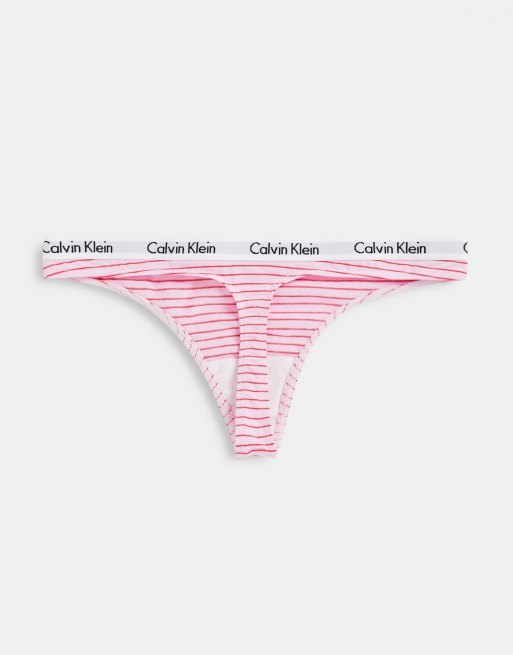 Calvin Klein Women's Carousel Thong/String 3-Pack - Black/Red/Stripe