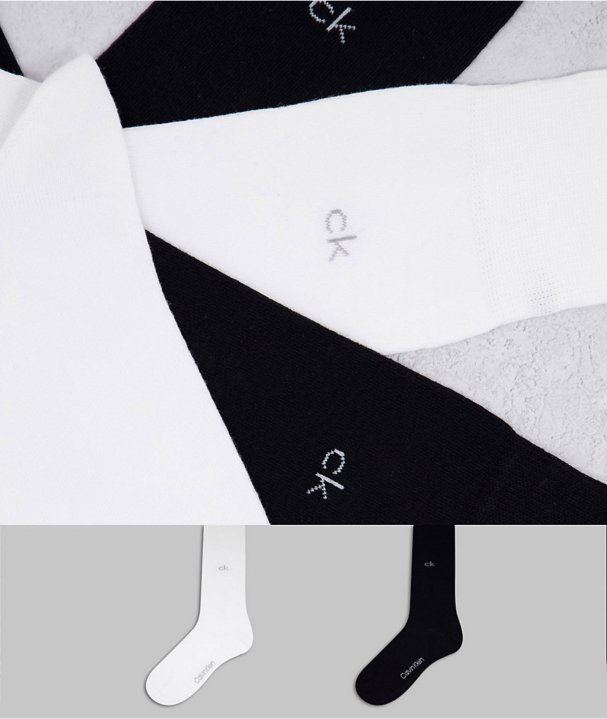 Calvin Klein Carter 2 pack logo socks in black and white-Multi