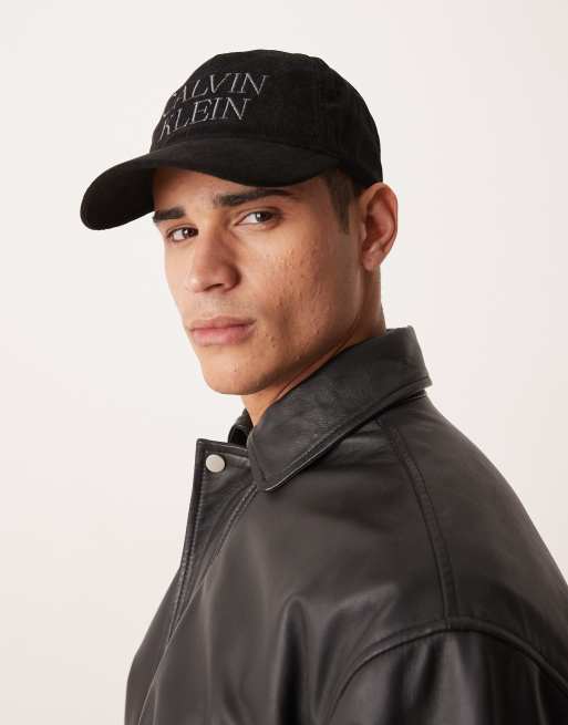 Calvin Klein - Casquette à 5 empiècements en velours côtelé avec logo - Noir, 3 de 3
