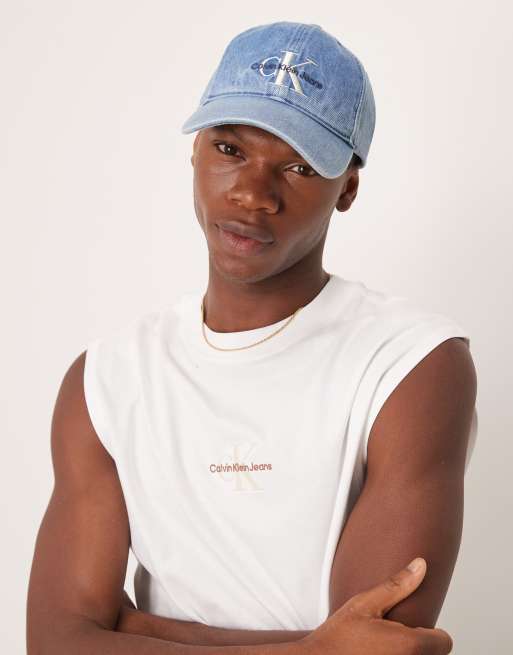 Calvin Klein - Casquette en jean - Bleu moyen délavé