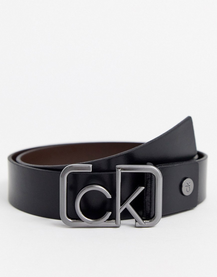 Calvin Klein - Cast - Cintura in pelle nera-Nero