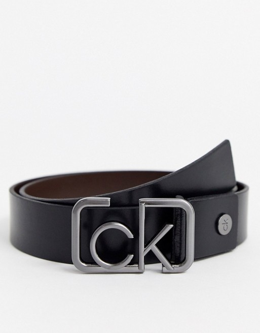 Calvin Klein Cast leather belt in black