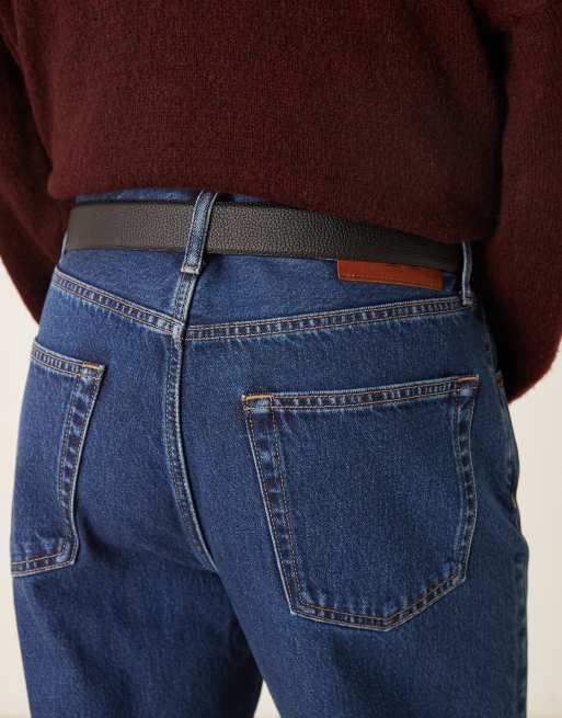 Calvin Klein - Ceinture en cuir véritable grainé avec boucle gris acier - Noir, 3 de 3