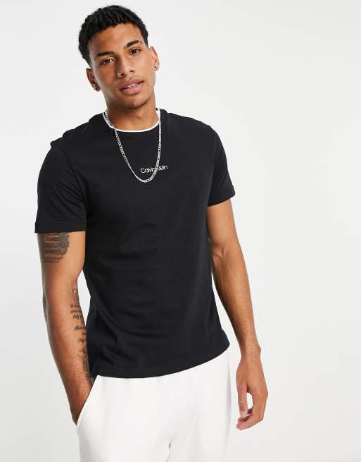 Calvin Klein Central Front Small Logo T-shirt in Black for Men