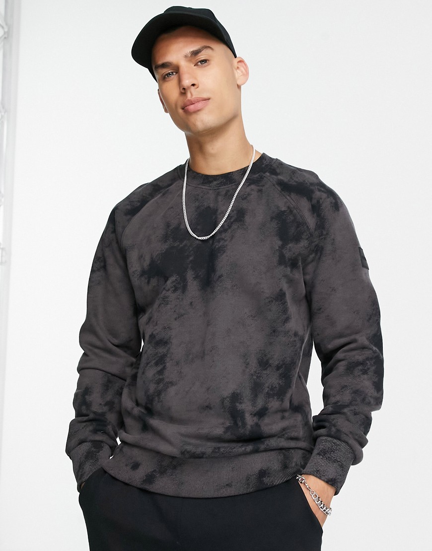 Calvin Klein central logo cloud print sweatshirt in black