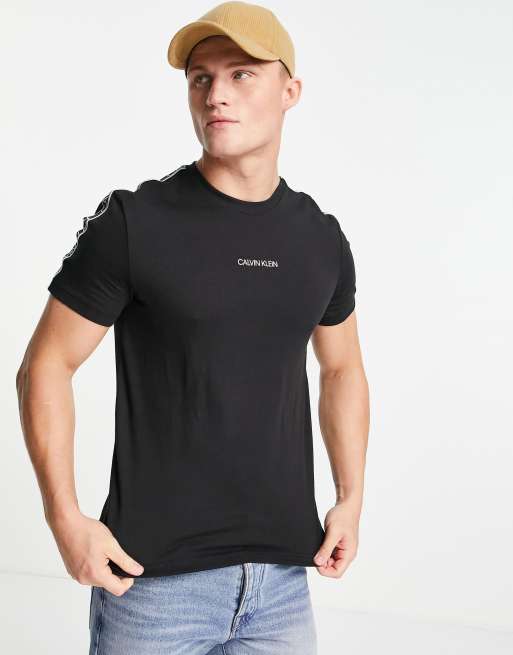 Calvin Klein central & tape logo t-shirt in black