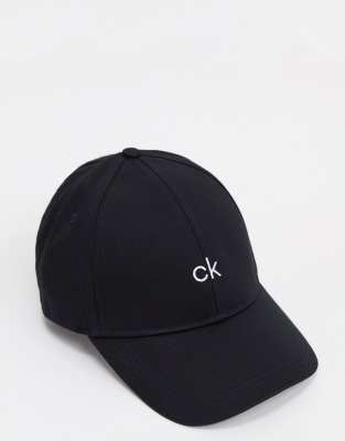 Calvin Klein centre logo cap in black - view 1