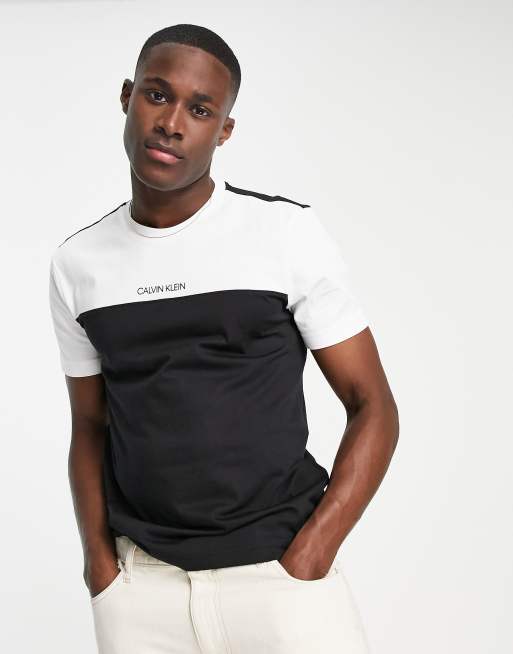 Calvin klein black and white t on sale shirt