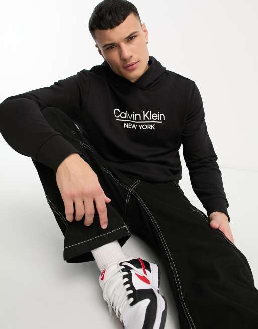 Calvin Klein centre logo hoodie in black | ASOS