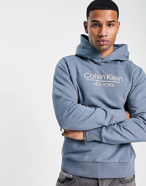 Calvin Klein centre logo hoodie in grey | ASOS