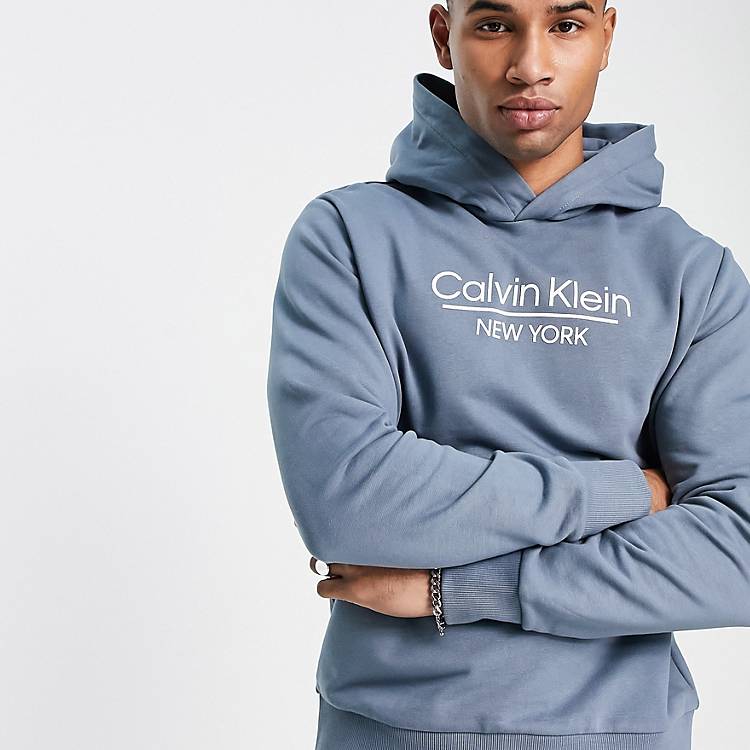 Calvin Klein centre logo hoodie in grey | ASOS