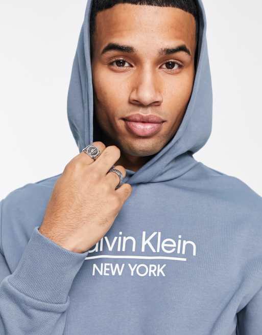 Calvin Klein centre logo hoodie in grey | ASOS