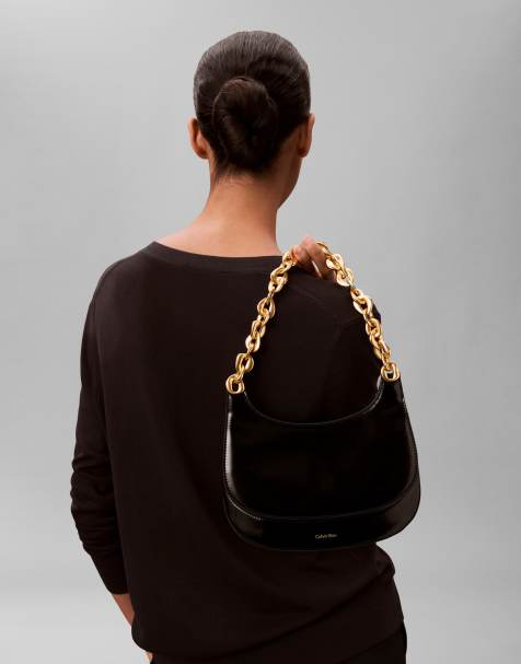 Calvin Klein chain strap shoulder handbag in black - view 1