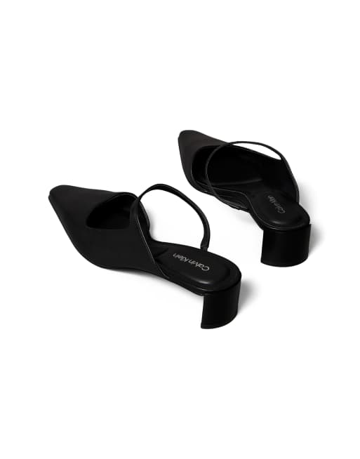 Calvin Klein - Chaussures pointues en cuir à talon - Noir, 2 de 4