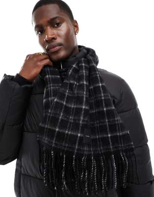 Calvin Klein check scarf in black