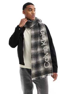 Calvin Klein check scarf in multi