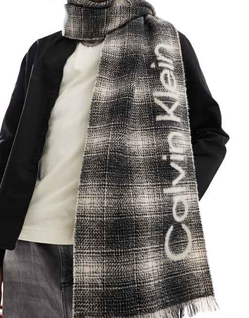 Calvin klein deals check scarf