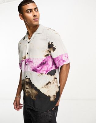 Calvin Klein graphic ombre short sleeve shirt in multi - ASOS Price Checker