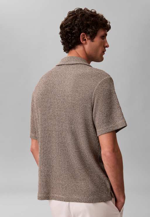 Calvin Klein - Chemise en maille texturée à manches courtes - Noix de cajou grillée, 4 de 6