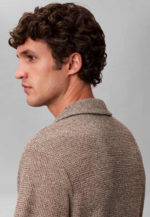 Calvin Klein - Chemise en maille texturée à manches courtes - Noix de cajou grillée, 5 de 6